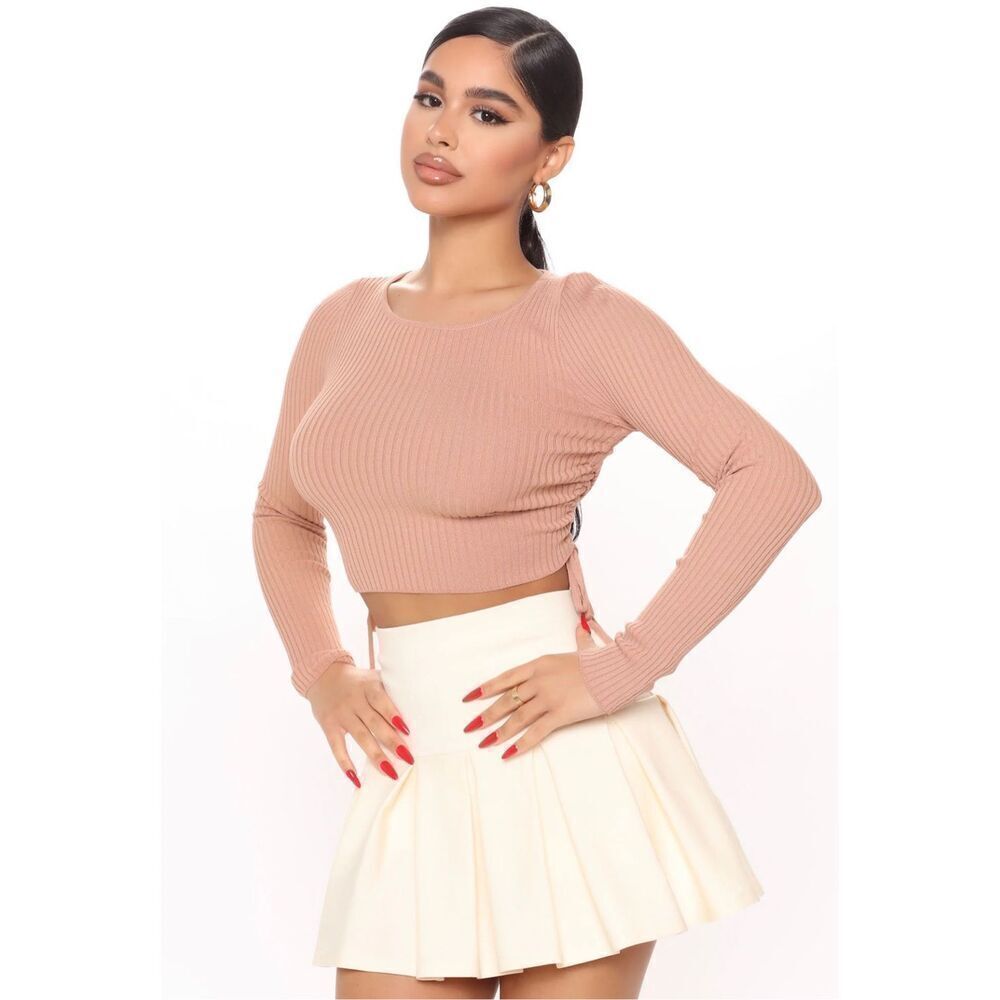 Cropped ruched sweater NWT size‎ small